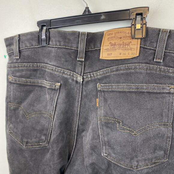 Vintage‎ Levis 517 Boot Cut Jeans Mens 36x30 Black Denim Orange Tab USA 90s - Picture 6 of 14